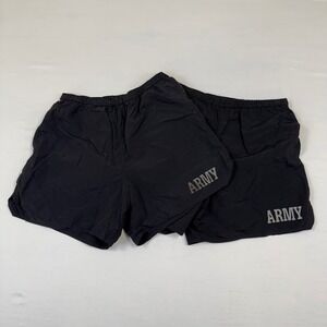 Lot of 2 US Army PFU Training Shorts Black Nylon Supplex Medium 8415-01-530-0093